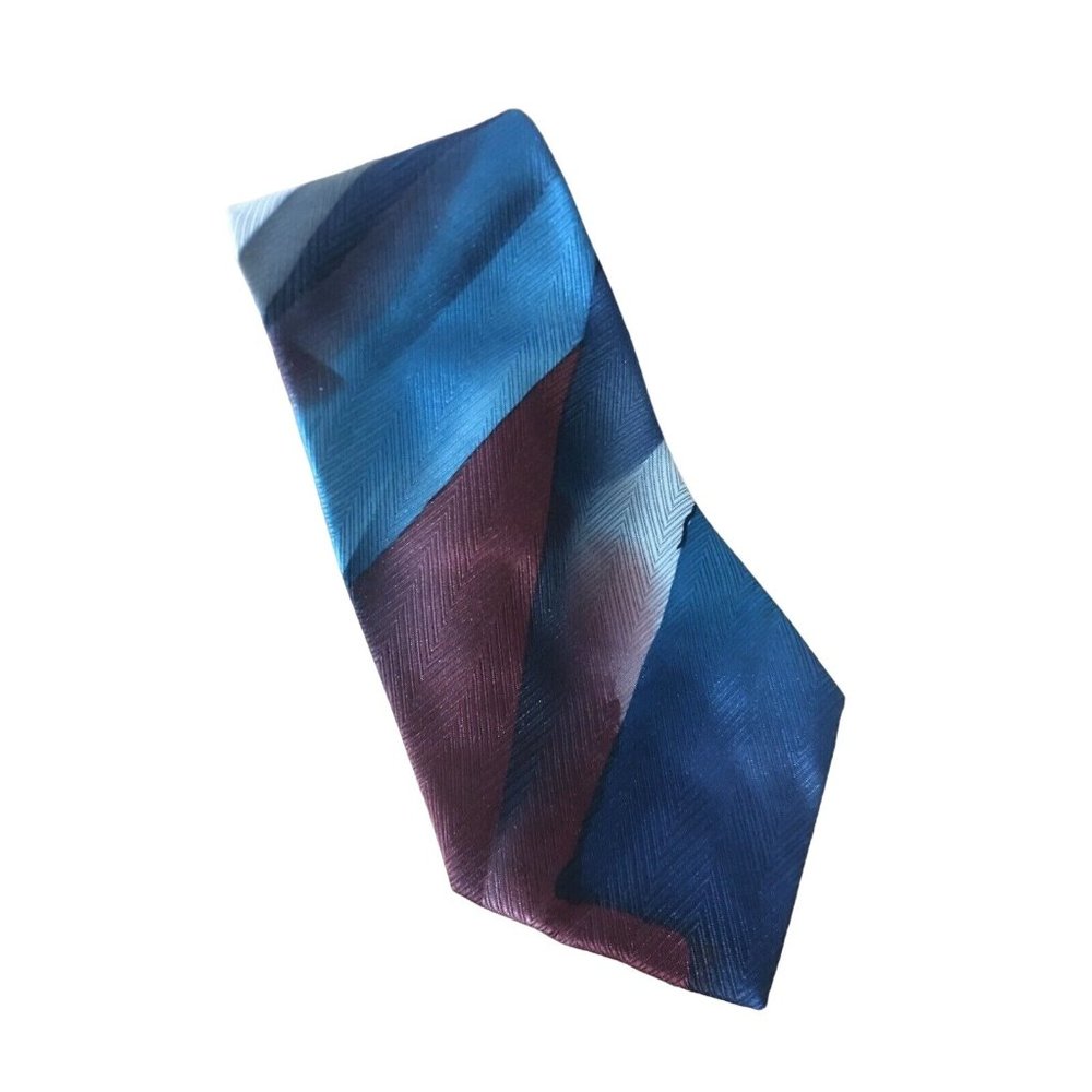 Ketch Classics Men’s Tie Blue Burgundy Green White Polyester Men’s Tie EUC